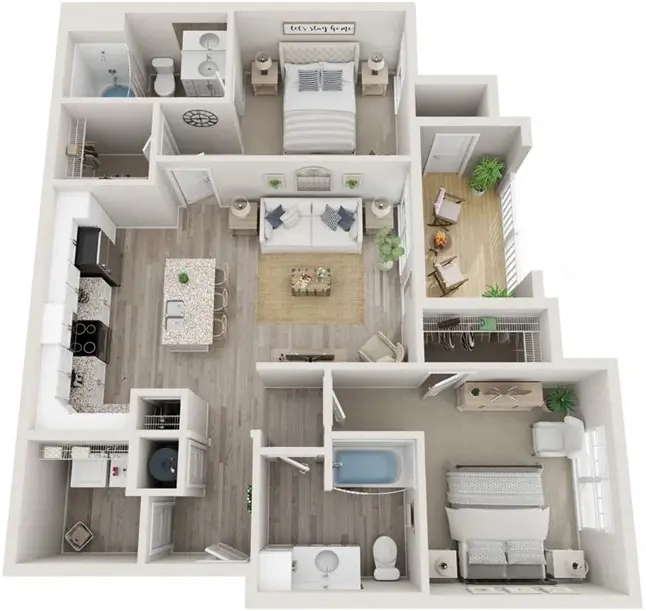 The Greenfield Floor Plan - Two Bedroom Apartment in Daleville VA